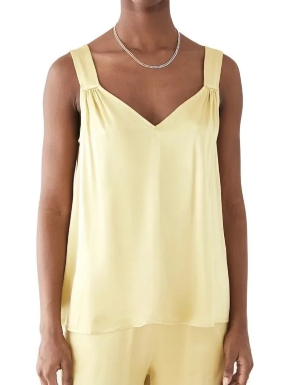 Closed Eden Top Charmeuse Tank Top 100% Viscose Chartreuse Green Yellow Medium